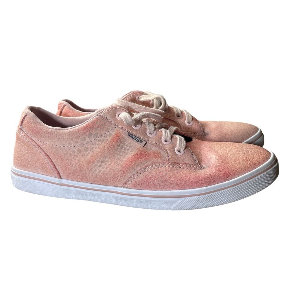 Vans Authentic Women's 7 Pink Snakeskin Pig Suede Sneakers‎ Sepia Rose Low Top